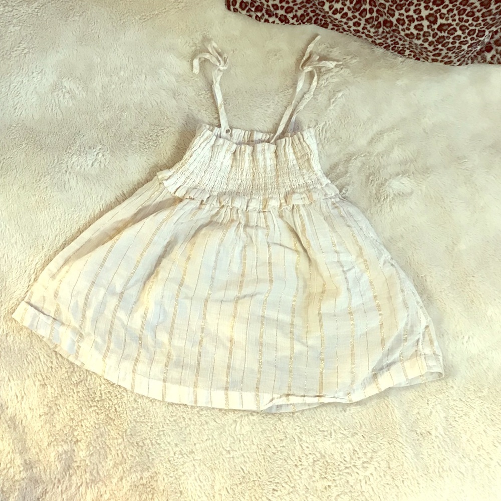 Spaghetti Strap Flowy Ivory & Gold Top